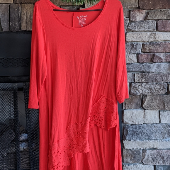 Chico's Tops - Red by Chico's sz 1 asymmetrical long tunic top
